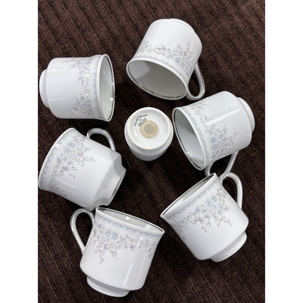 Vtg Johann Haviland Royal Lace Cups & Pepper Shaker Set 7pc Bavaria Germany